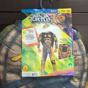 Kids Nickelodeon Ninja Turtles Michelangelo Halloween Costume 10-12 NWT